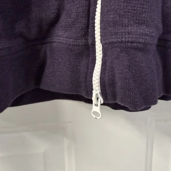 Vince Waffle Knit Thermal Lined Zip Hoodie Dark Purple Long Sleeve Mens Sz Large - Picture 4 of 10